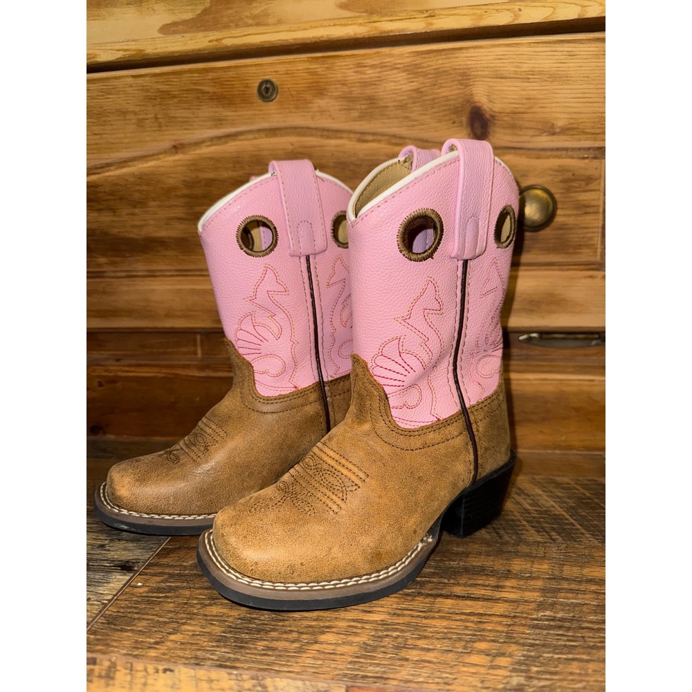 Masterson Boot Co Pink Brown Western Cowboy Boots Square Toe RB2012C Size 9M